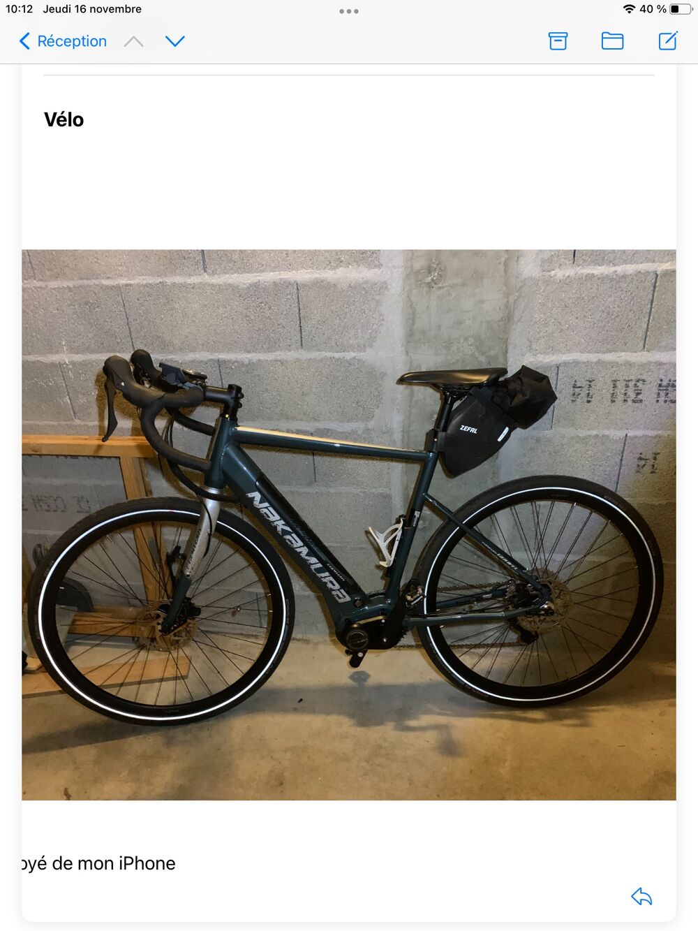 V&eacute;lo de route Nakamura noir &eacute;lectrique tr&egrave;s peu roule Vlos