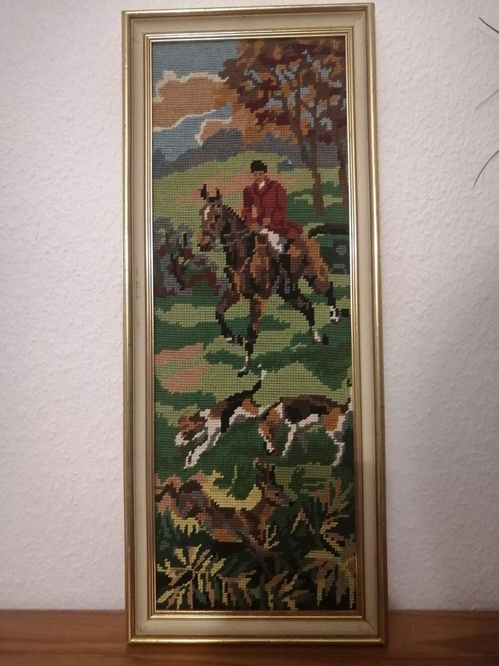 Tableau CANEVAS laine - Sc&egrave;ne de chasse Décoration