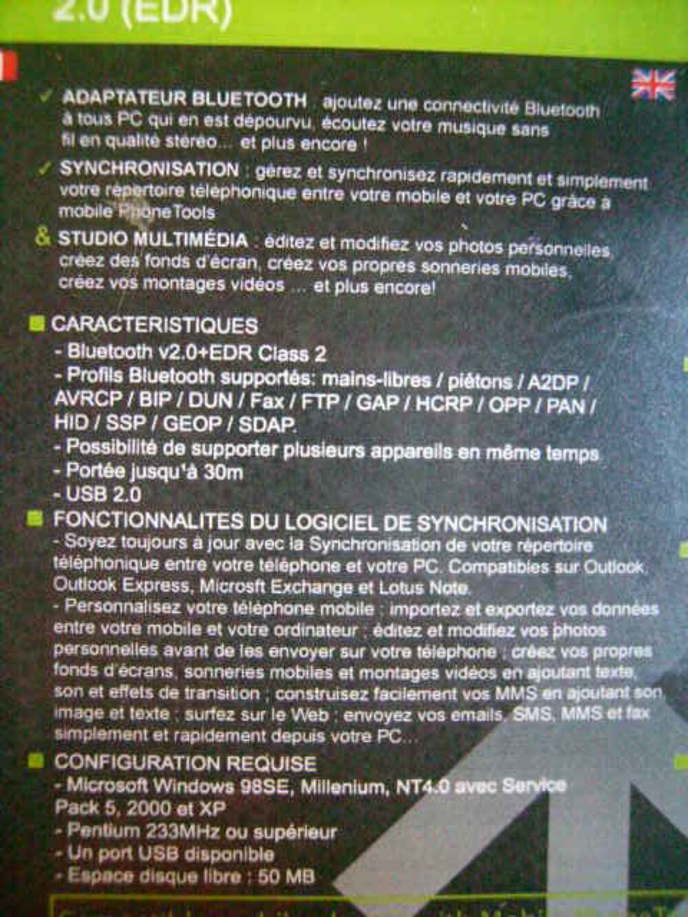 Adaptateur " BLUETOOTH v2.0 Matériel informatique