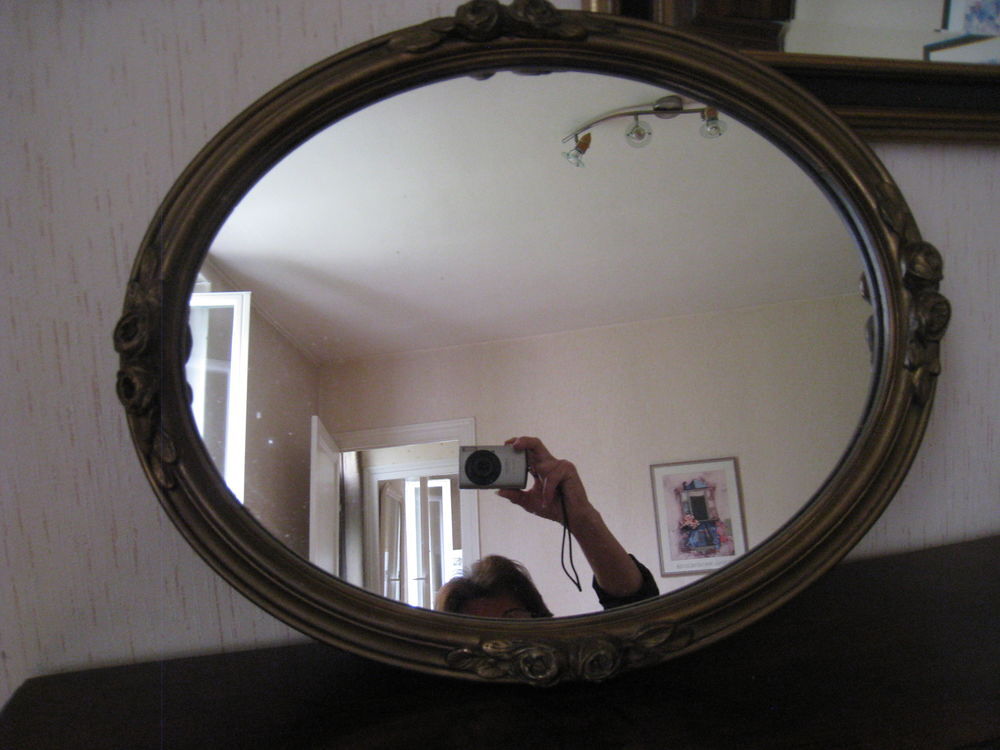 Miroir ovale cadre dor&eacute; art d&eacute;co Décoration