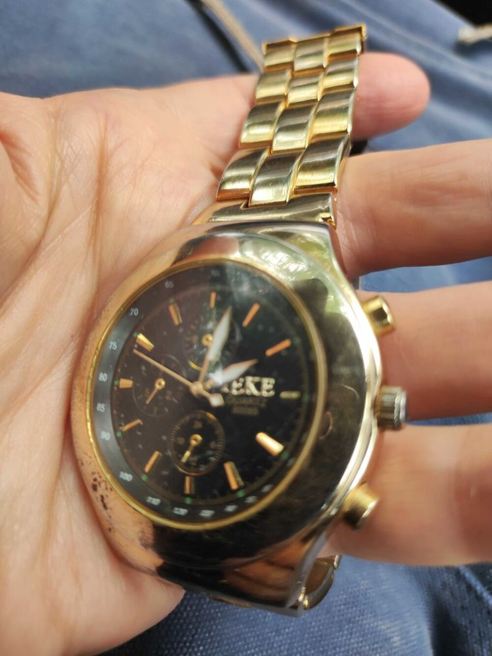 Montre homme bo&icirc;tier acier, dor&eacute;e. IEKE Bijoux et montres