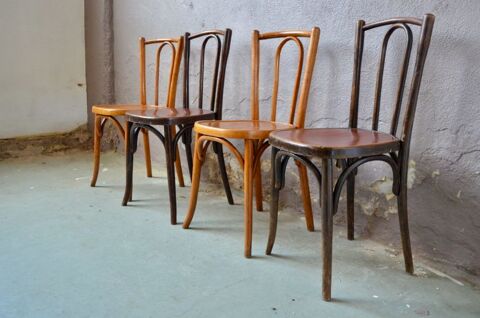 S�rie de 4 chaises bois courb� anciennes style boh�me 420 Wintzenheim (68)