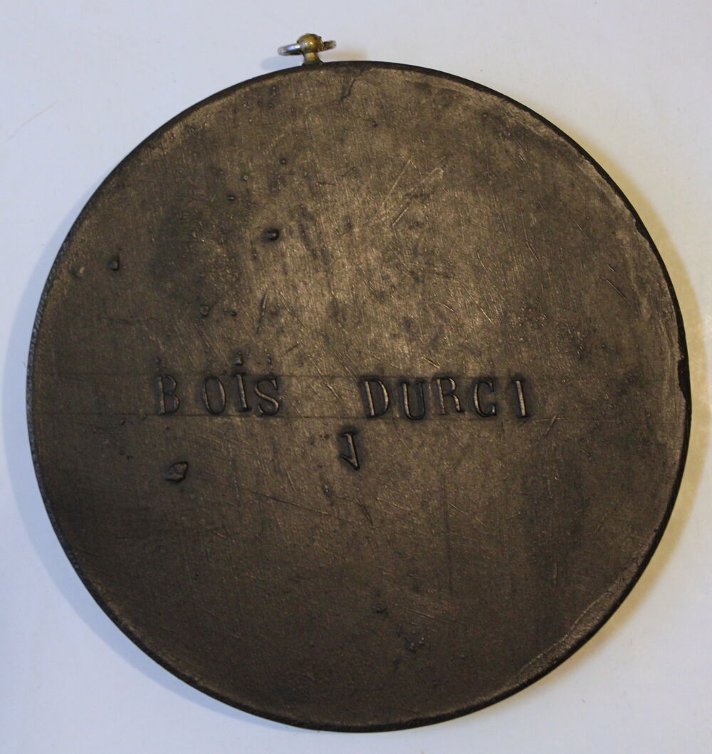 M&eacute;daillon religieux Christ couronn&eacute; religion bois durci 