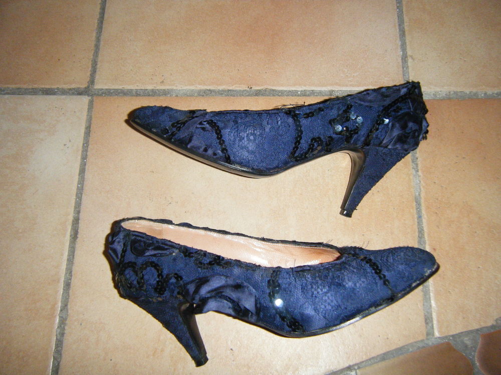 escarpin bleu nuit a dentelle 37 Chaussures