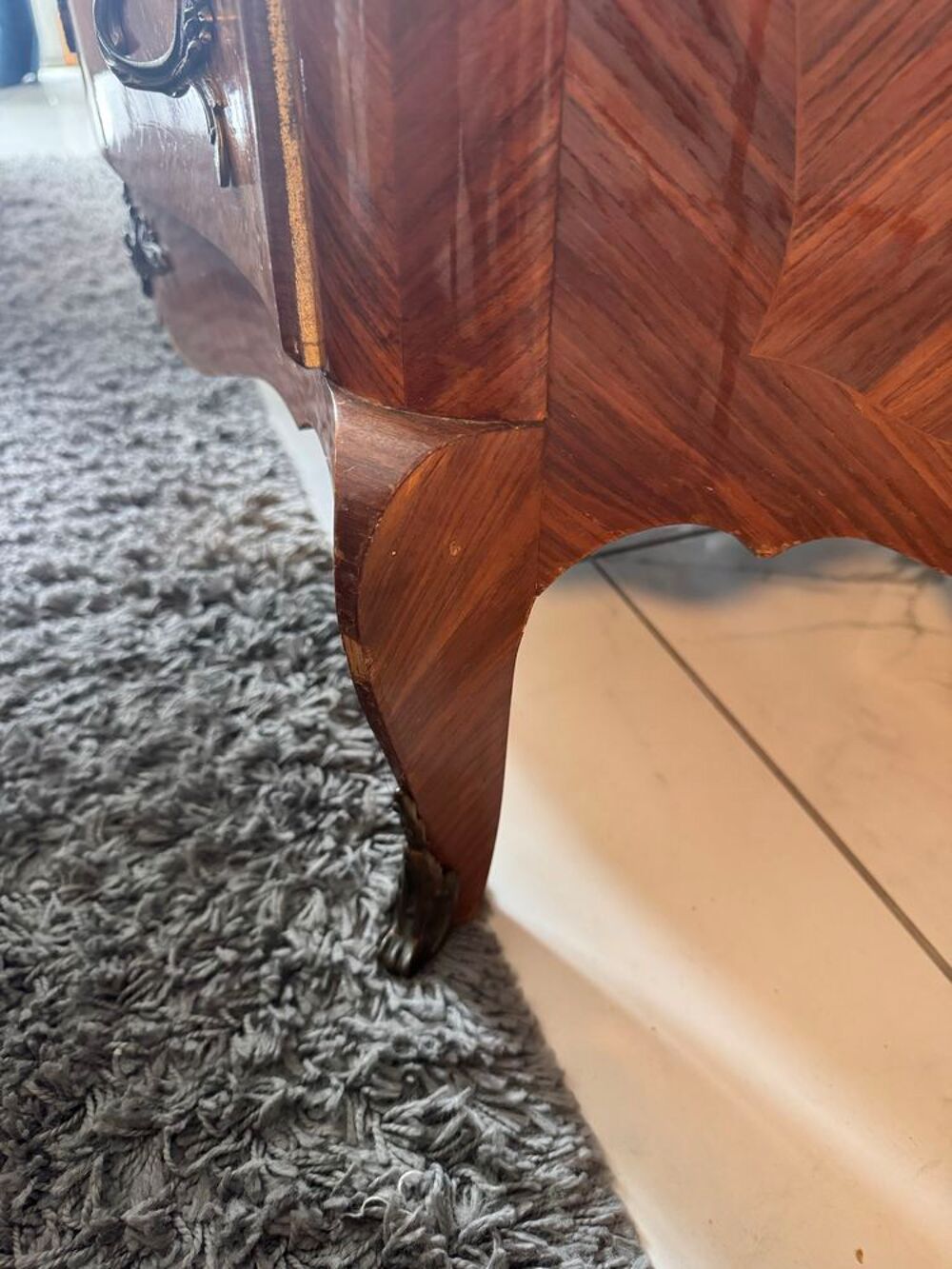 Commode ancienne style Louis XV €" Marqueterie, marbre, 3 tiroirs Meubles