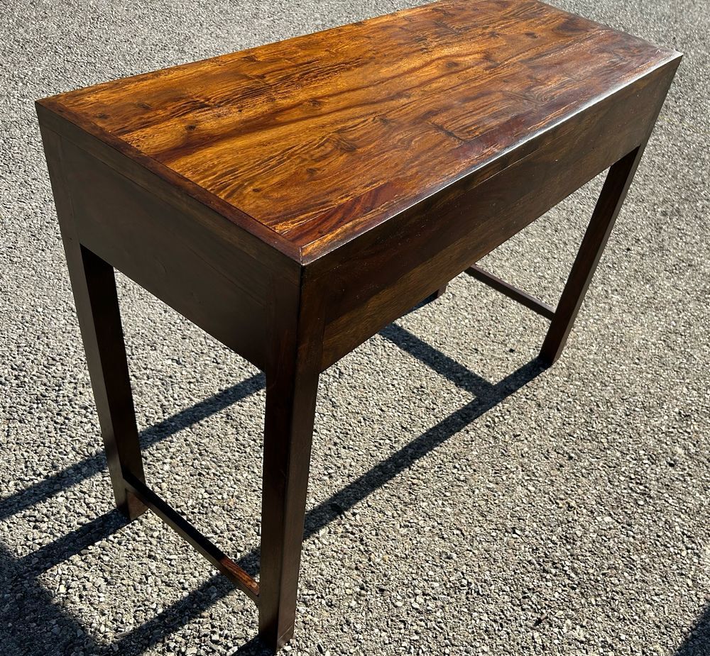 Bureau bois massif fonc&eacute; deux tiroirs Meubles