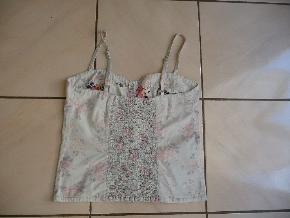 Bustier bleu gris&eacute; motifs fleurs PIMKIE Vtements
