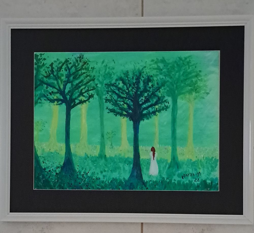 Peinture : Dame blanche en for&ecirc;t Dcoration