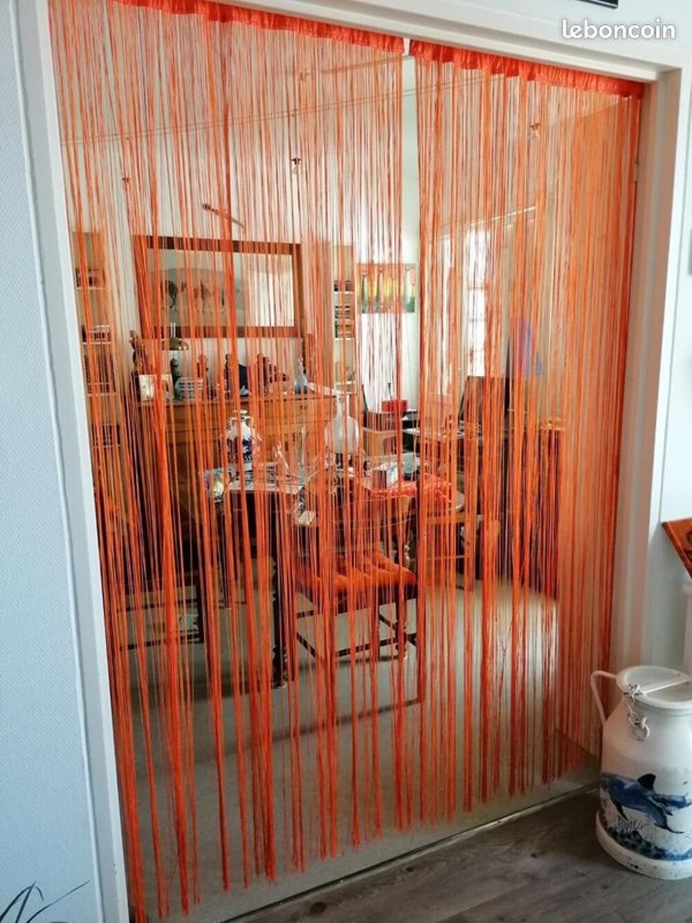 rideau fil orange et chocolat et marron Décoration