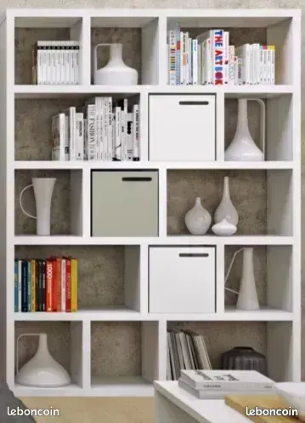 Biblioth&egrave;que &eacute;tag&egrave;re blanche avec casiers Meubles