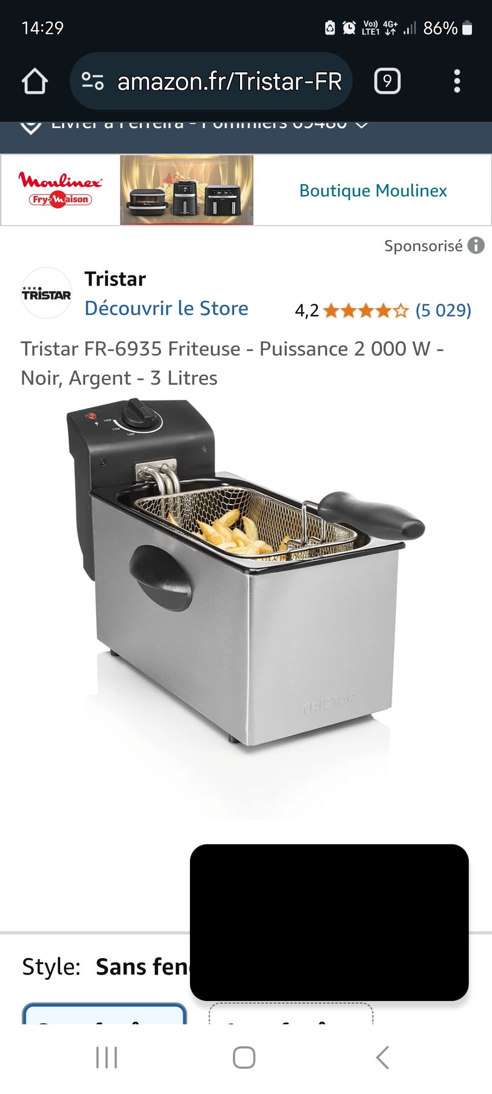 friteuse familiale inox 3l
tr&egrave;s bon &eacute;tat
Electroménager