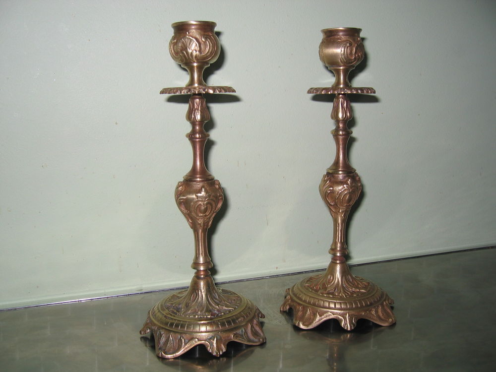 Bougeoirs anciens en bronze Dcoration