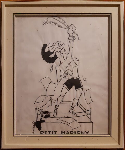 Jean-Louis BARRAULT par André LEBON - dessin original encadr 200 Asnières-sur-Seine (92)