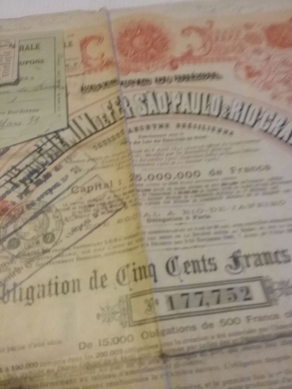 vieux documents obligations emprunts de 1908 