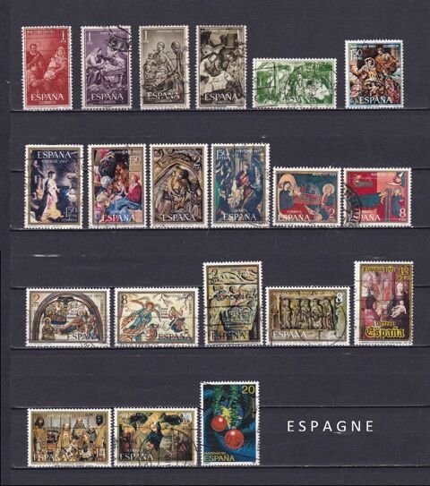 20 timbres d'ESPAGNE sur NOEL 2 Les Églisottes-et-Chalaures (33)