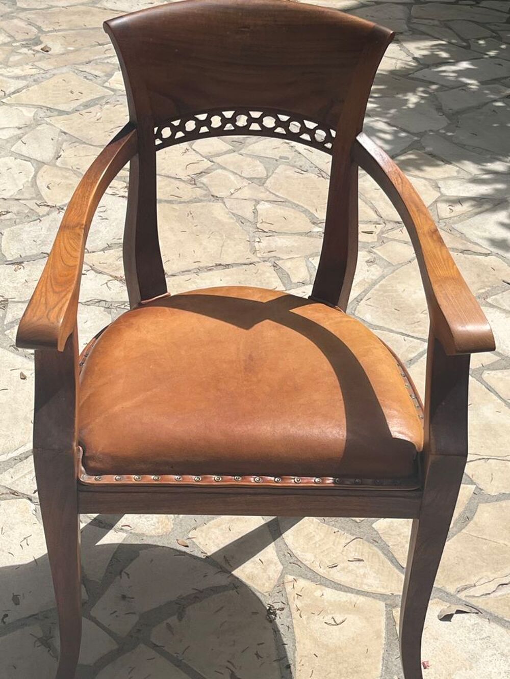 fauteuil de bureau bois massif et cuir Meubles