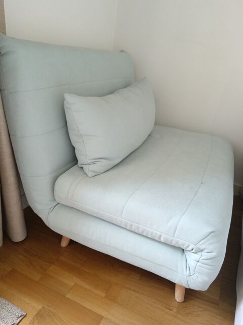 Canap lit convertible 1 place velour Bleu Ple avec Coussin 0 Meaux (77)
