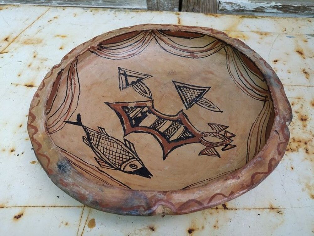 Plat Berb&egrave;re Tunisie Sejnane D&eacute;cor Poisson Crois du Sud 