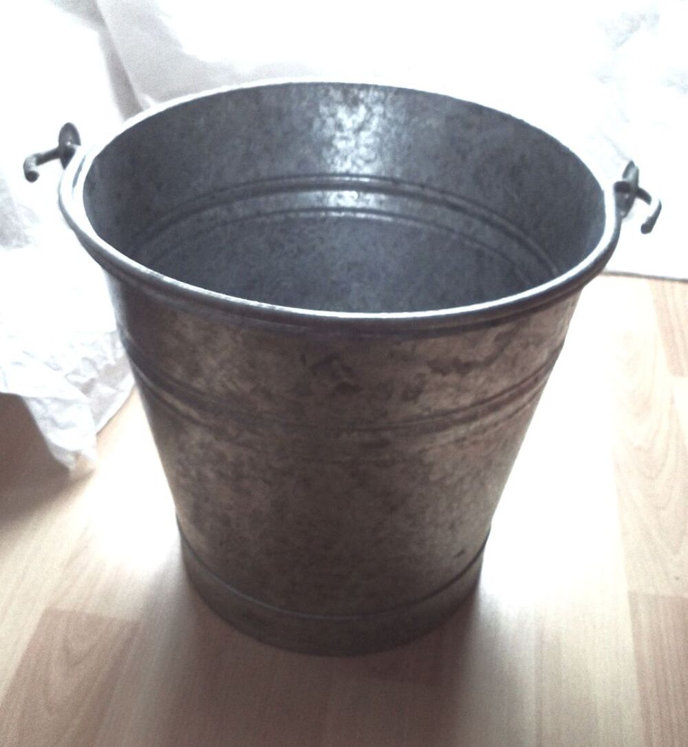 Seau de m&eacute;nage vintage Guillouard acier galvanis&eacute; zinc, 11 L Jardin