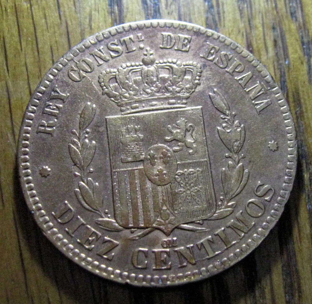 monnaie Espagne 1878 Alfonso XII 10 centimos. 