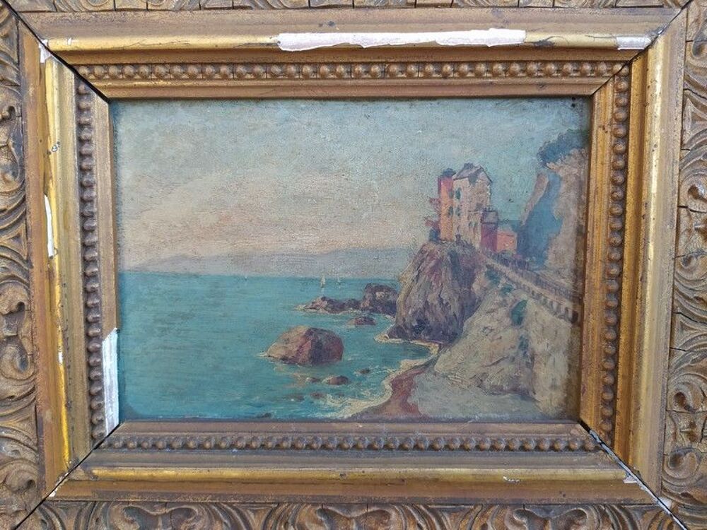 PAUL ENGEL Tableau C&ocirc;te Rocheuse Pegli Italie XIX&egrave;me 