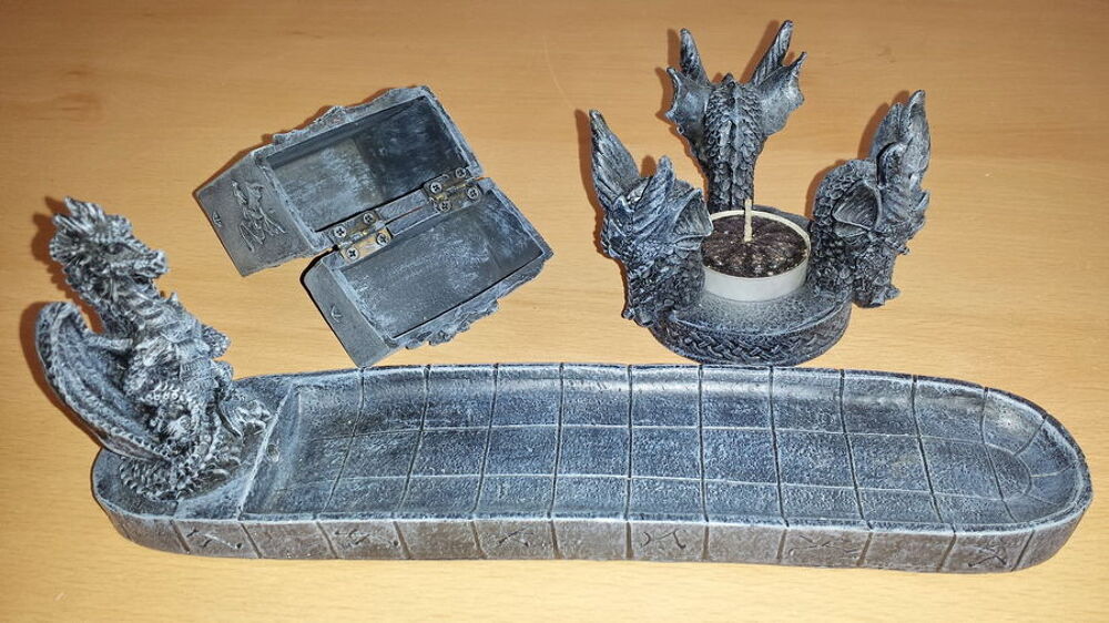 DRAGON br&ucirc;le encens, porte bougie et porte paquet Décoration