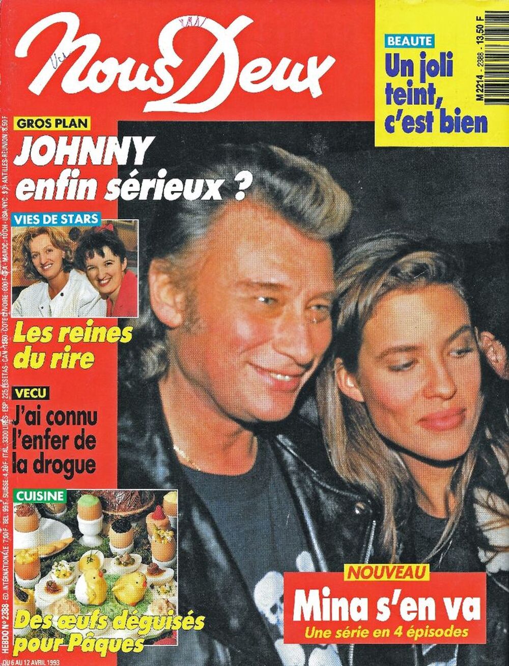 NOUS DEUX Magazine n&deg;2388 1993 Johnny HALLIDAY Livres et BD