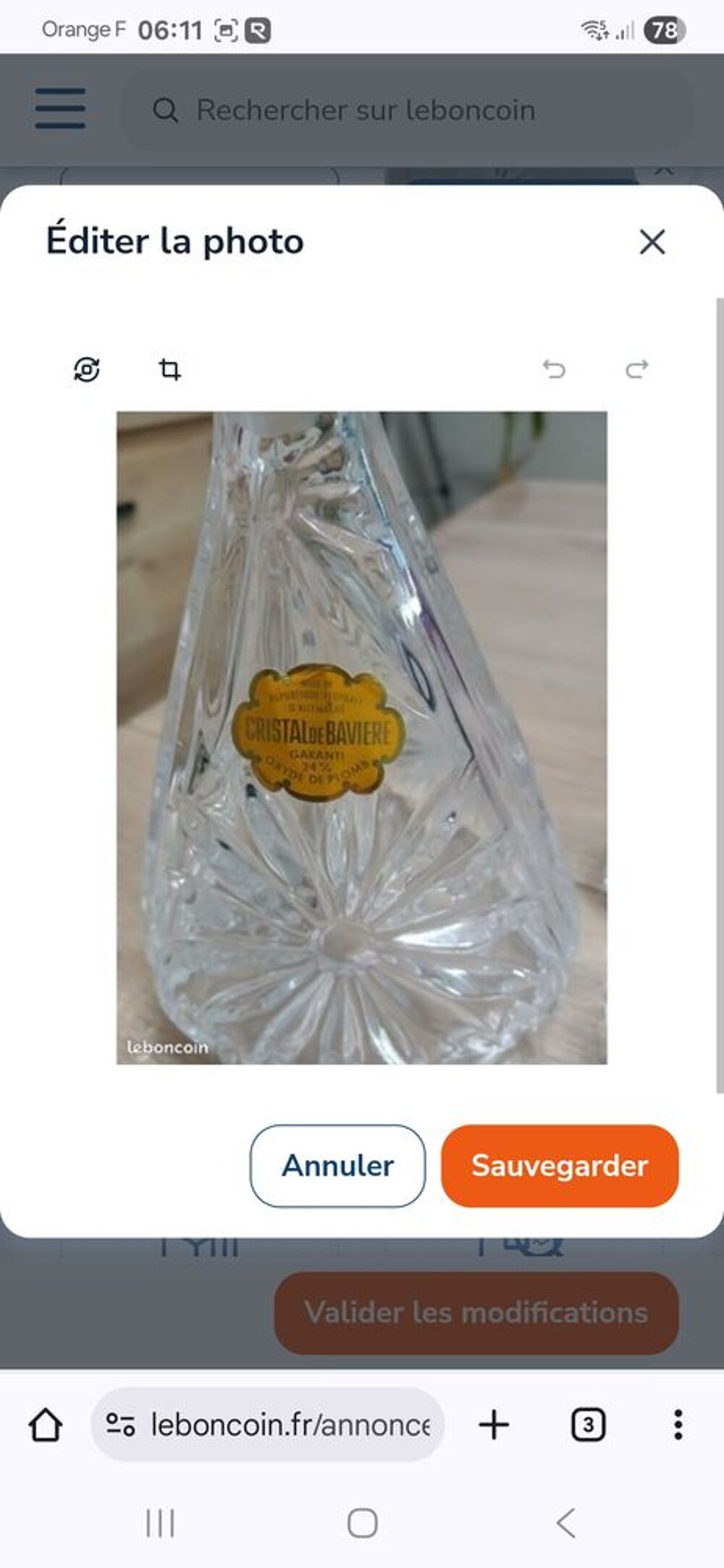 Service &agrave; liqueur complet cristal de Bavi&egrave;re Décoration