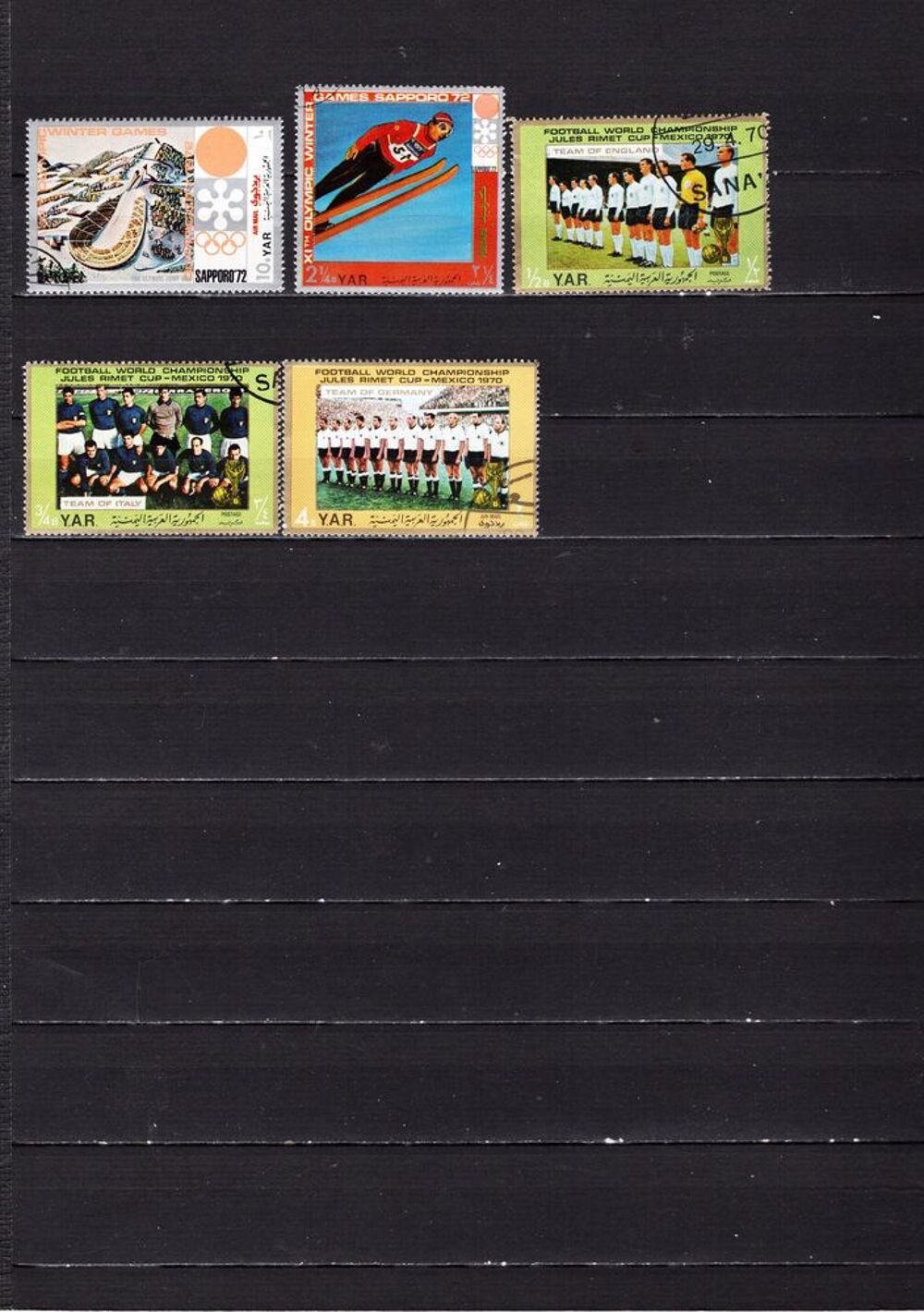 lot de 45 timbres d'UMM AL QIWAIN et du YEMEN sur les SPORTS 