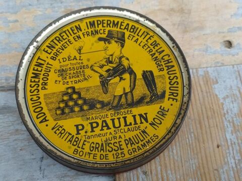 Ancienne Boite Publicitaire graisse Paulin Cirage Chaussure 25 Loches (37)