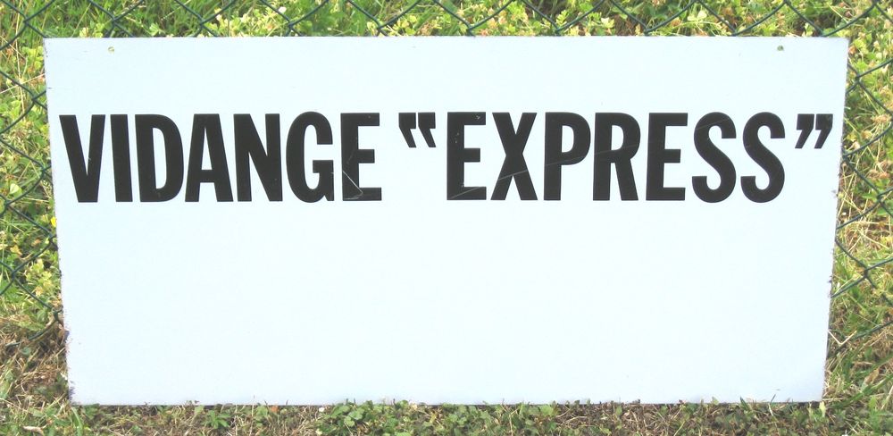 Plaque publicitaire de garage Vidange Express 