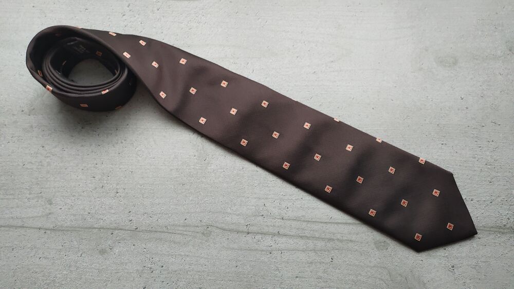 Cravate Brice 100% Soie - Marron Chocolat &agrave; Petits Carr&eacute;s Vêtements