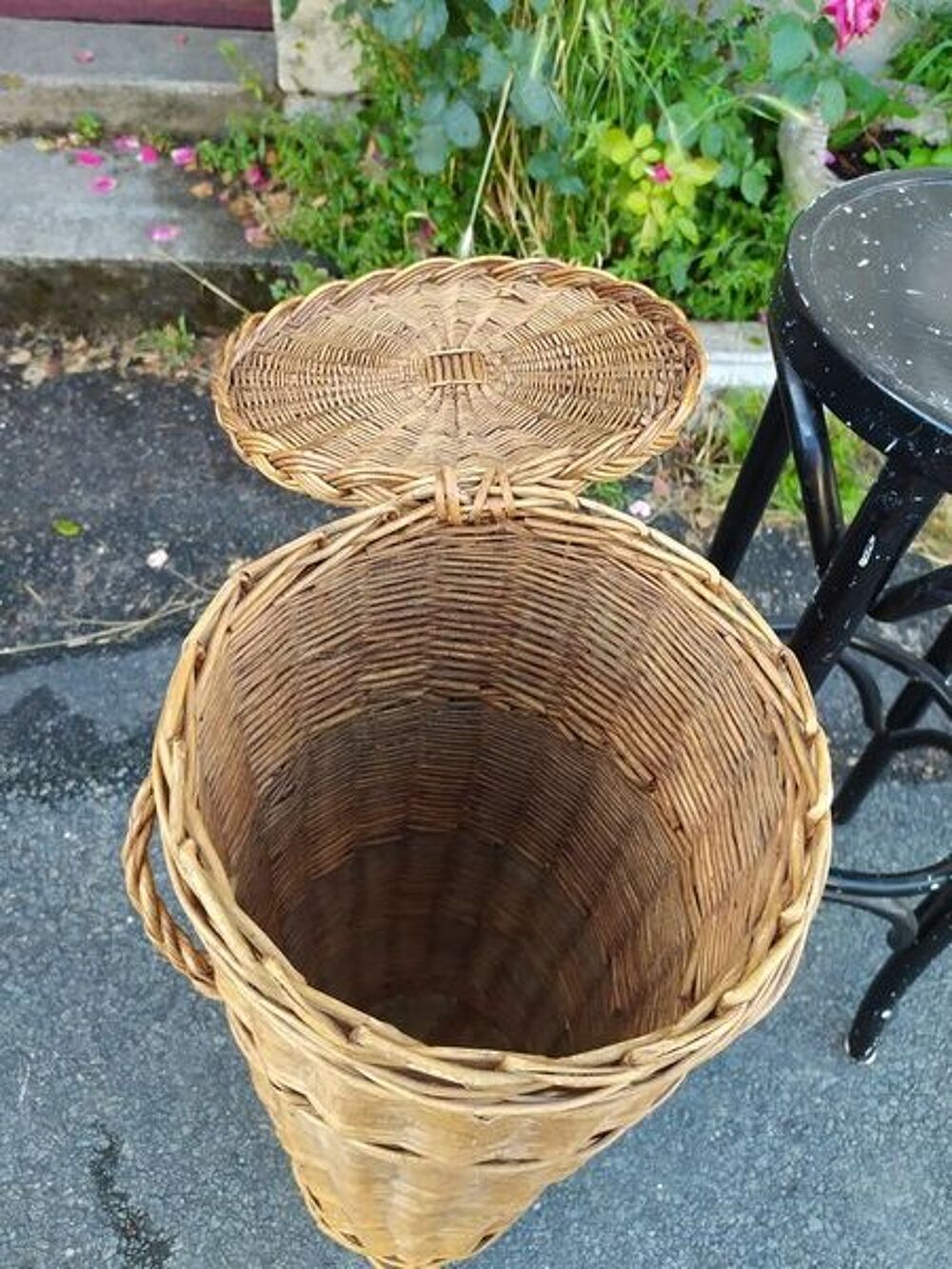 Huche &agrave; Pain ou Porte Parapluie Osier Vintage Décoration