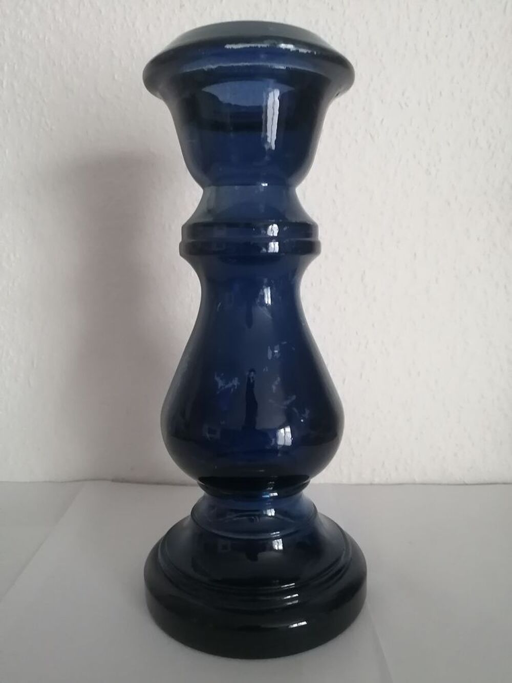 Vase ou bougeoir en verre bleu nuit Décoration
