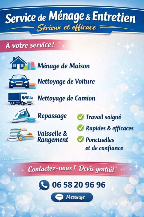 Service de M&eacute;nage & Entretien  0 78420 Carrières-sur-seine