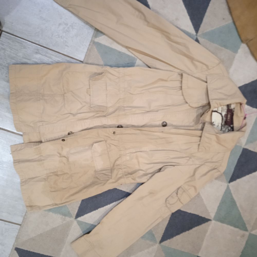 Parka beige toile fermeture pressions Vêtements