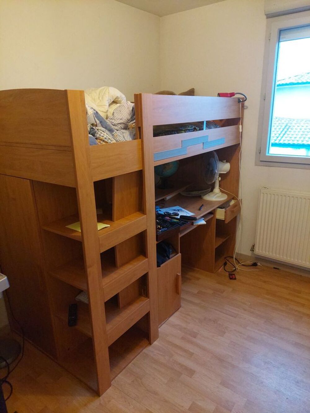 Lit mezzanine enfant avec bureau, biblioth&egrave;que et armoire Mobilier enfants