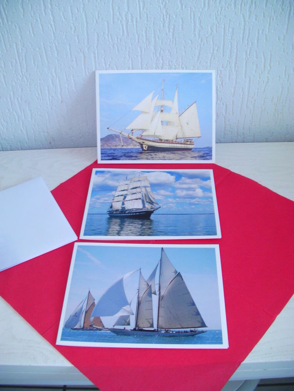 CARTES DOUBLES BATEAUX avec enveloppe assorties 