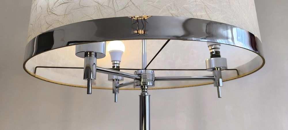 Magnifique lampadaire Italien 70's chrom&eacute; 3 feux Dcoration