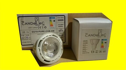 Lot de 25 Spots LED Ampoules MR16-Culot GU10 PURE COB 6W 430 40 Saint-P�tan (22)