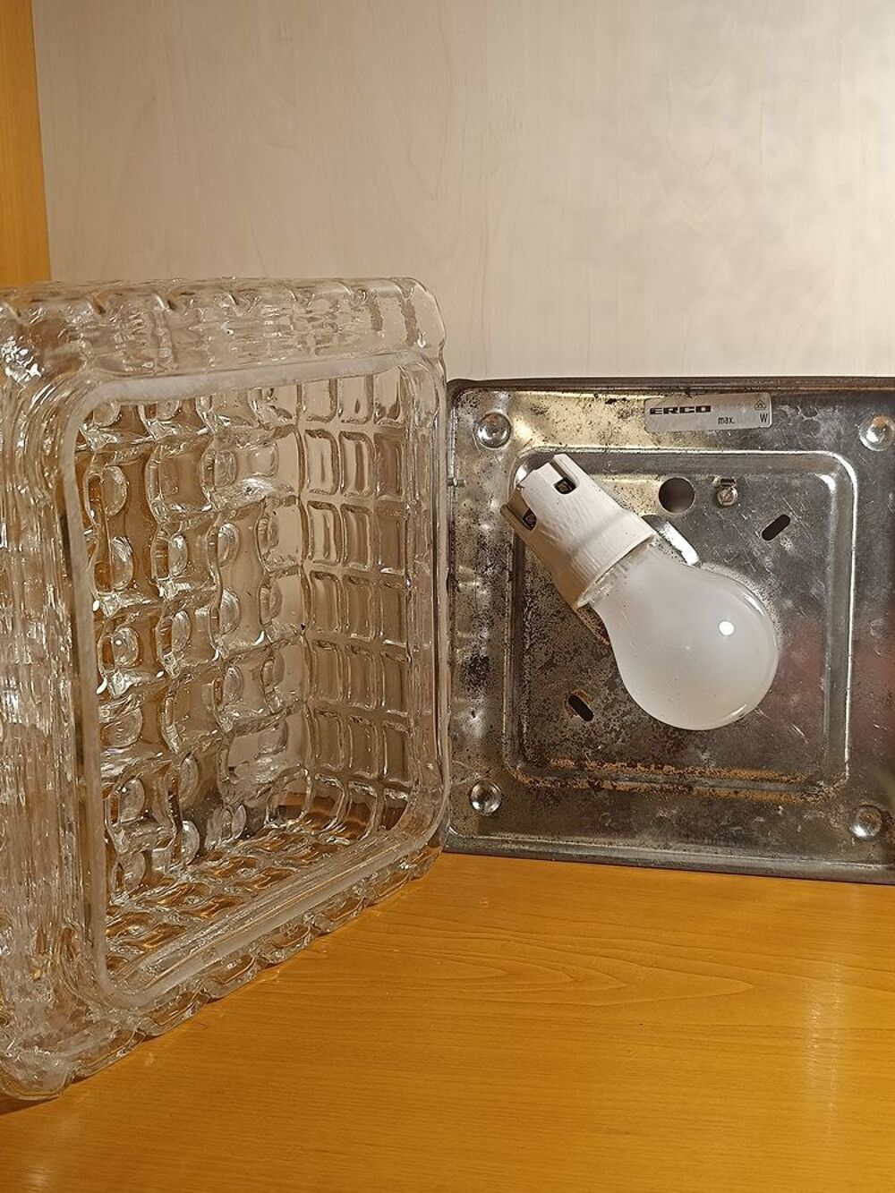Luminaire ERCO en verre souffl&eacute; ann&eacute;e 60/70 vintage Décoration