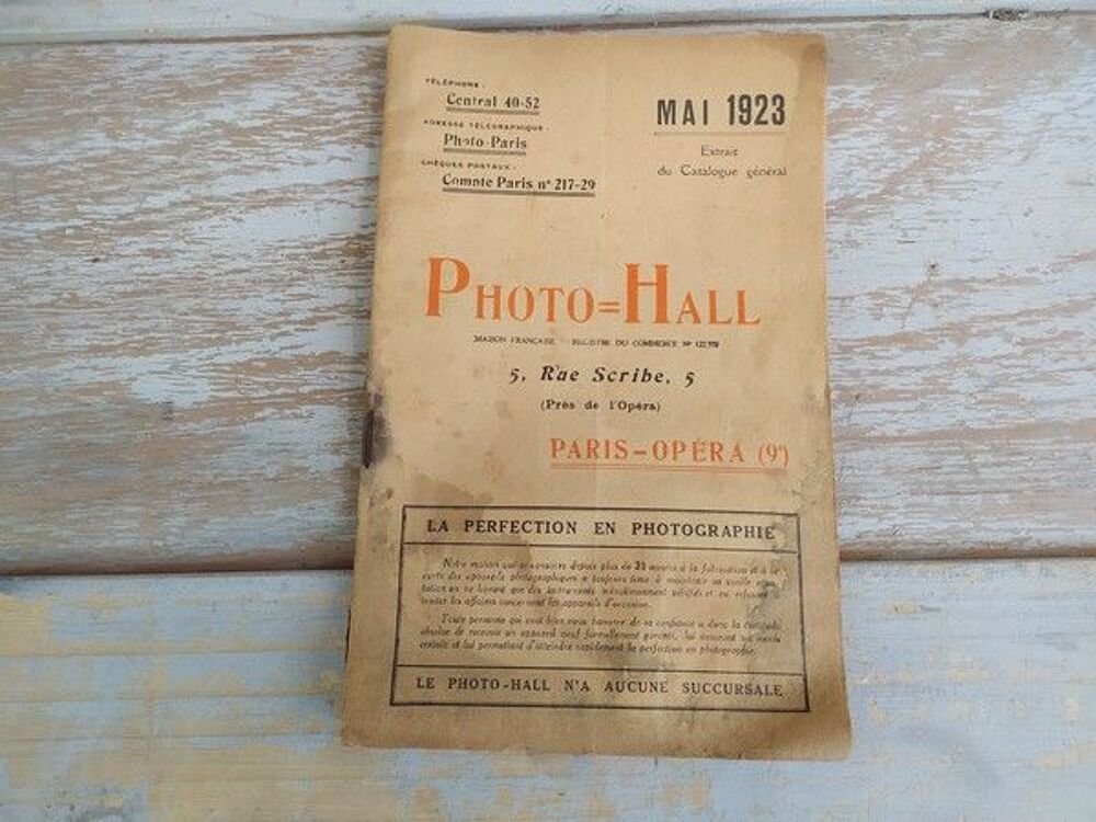 Catalogue Photo Hall 1923 Photographie Appareil St&eacute;r&eacute;oscope 