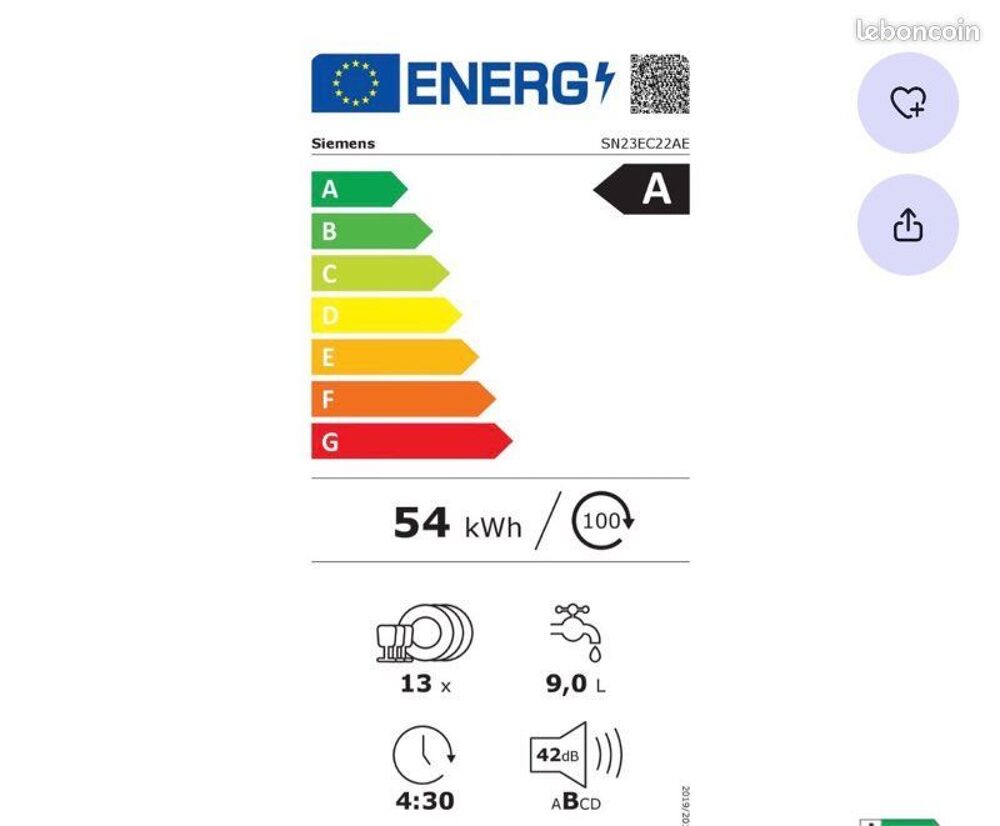 Lave Vaisselle Connect&eacute; Siemens 13 Couverts Electroménager