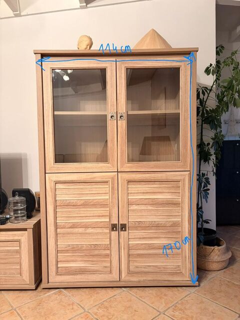 Vitrine en bois imitation chene 4 portes  Roissy-en-Brie (77)