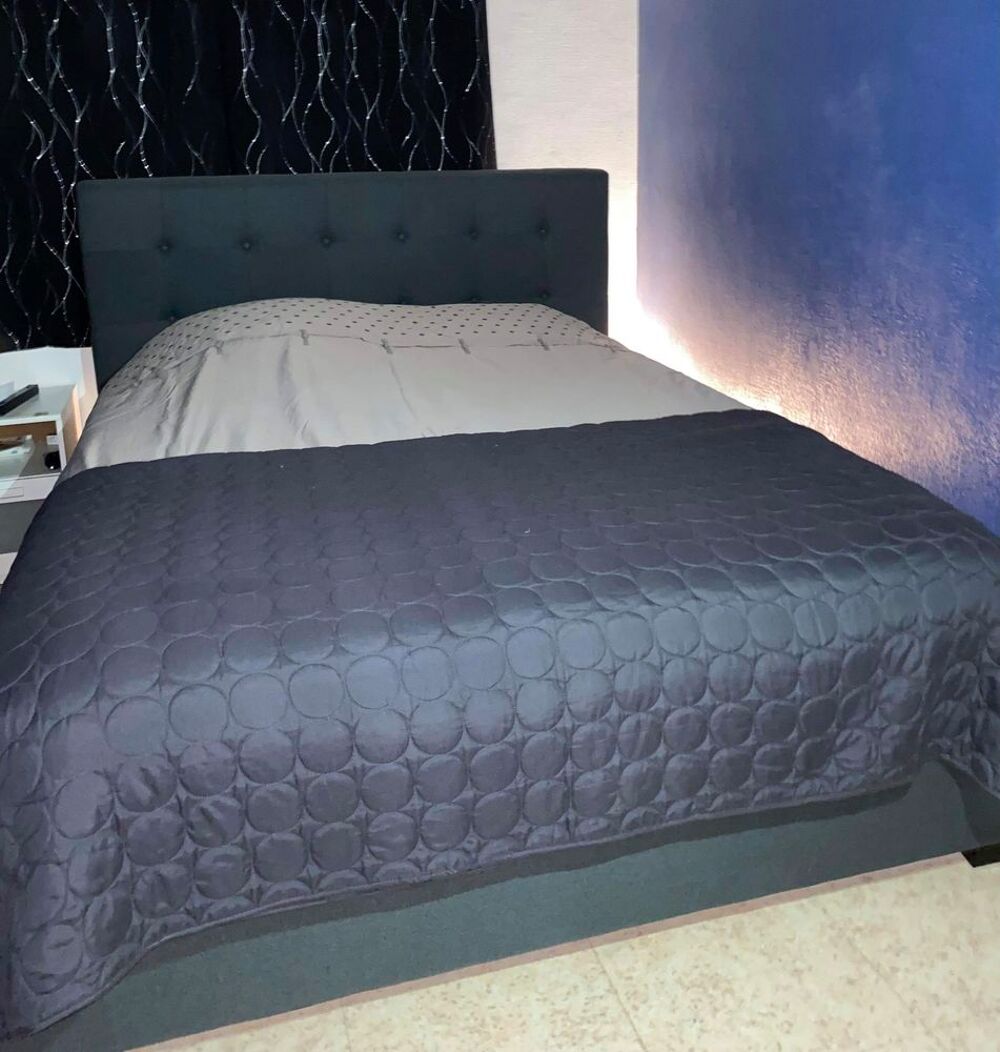 Lit coffre 160x200 GRIS FONC&Eacute; Meubles