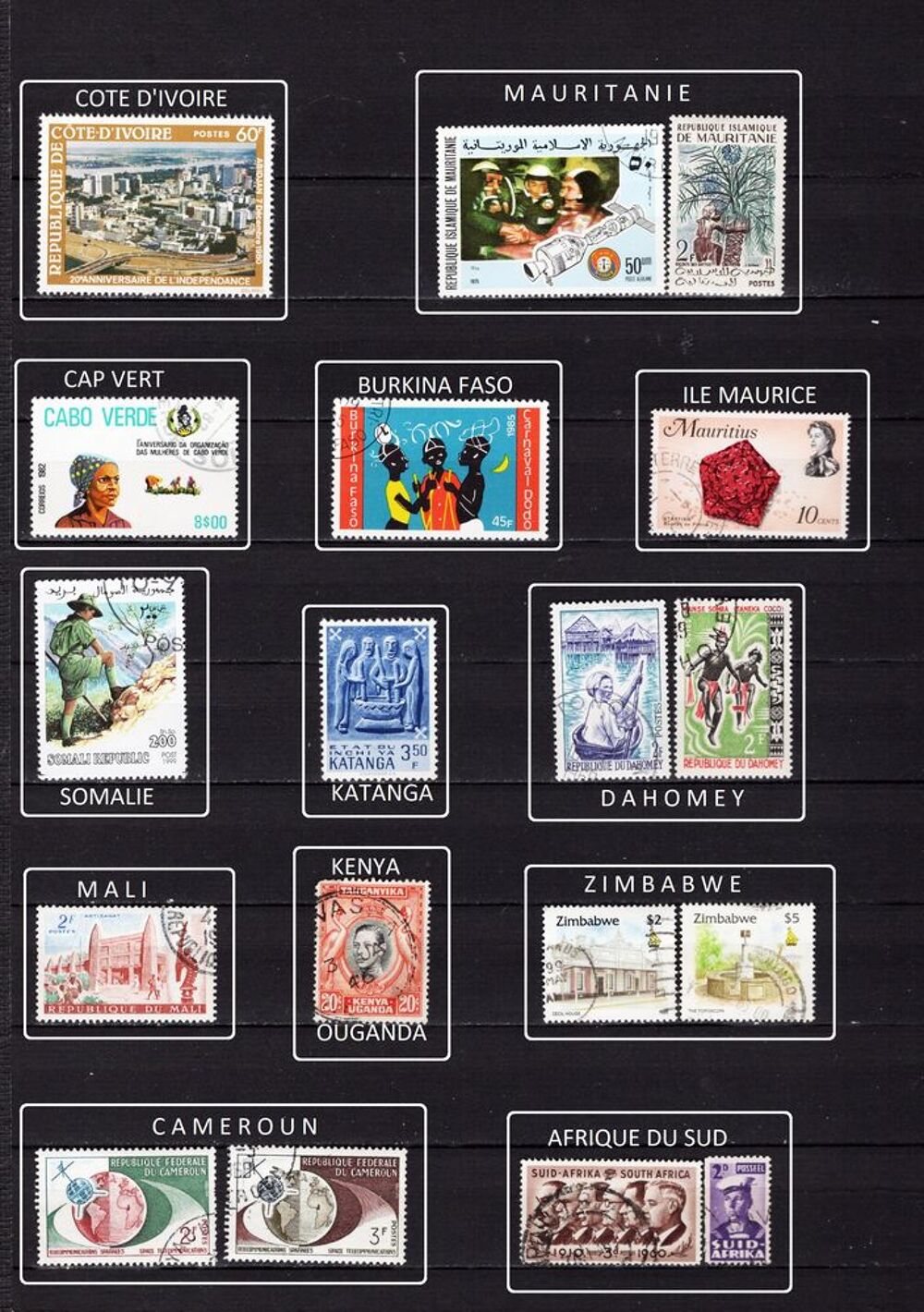 149 timbres de PAYS d'AFRIQUE 
