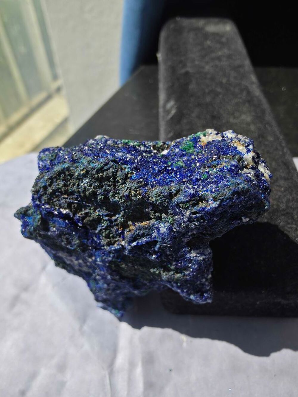 Azurite Bleu Intense, Malachite Fibreuse &amp; Quartz Brut Katanga RDC-131g 
