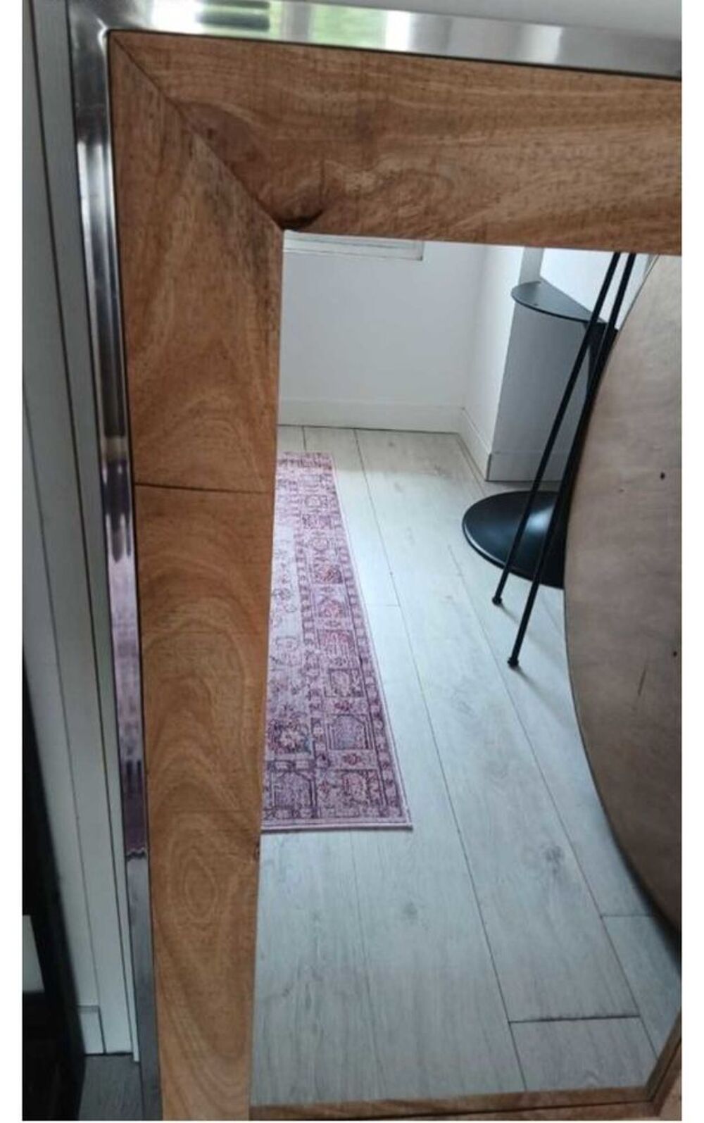 Miroir en bois et acier argent&eacute; Meubles
