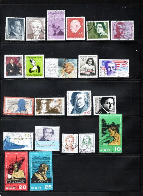 33 timbres d'ALLEMAGNE et d'AUTRICHE avec des PERSONNALITES 2 Les �glisottes-et-Chalaures (33)