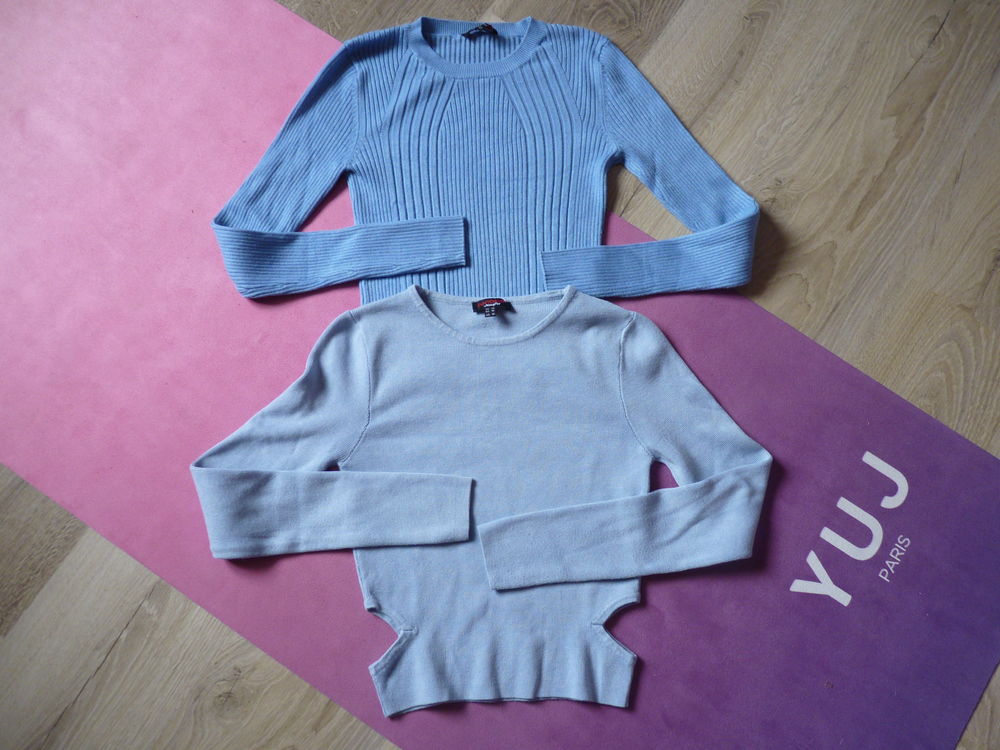 Lot 2 Pulls Femme Jennyfer 36 S bleu ciel TBE manches longue Vêtements